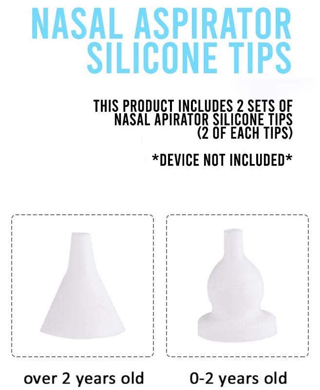 Baby Nasal Aspirator Replacement Tips - 2 Sets/4 Pieces Reusable Tips Compatible With Watolt / Grownsy / Littletora / Heyvalue /