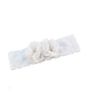 Baby Girls Lace Headband With Double Chiffon Flowers Pearl Hairband Headwrap Ja68 (White)
