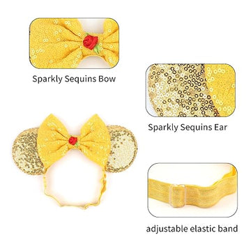 Bianbaistar Newborn Bows For Girls Toddler Hair Bows Snow White Elastic Adjustable Headband Mouse Ears Scrunchies Essencial Acce