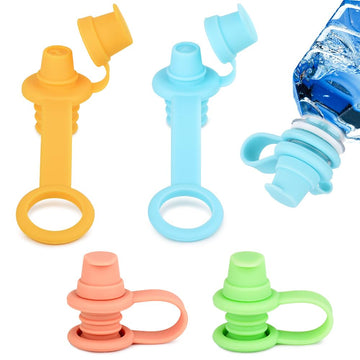 Heureuse Water Bottle Spout Adapter For Toddlers, 4 Pack No Spill Silicone Water Bottle Toppers, Travel Toddler Essentials, Leak