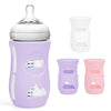 Audrwall Silicone Sleeves For Avent Natural Glass Baby Bottles, Bpa Free, Anti Breakage Baby Bottle Holder (Purple + White + Pin