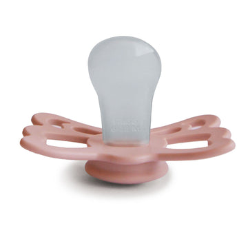 Frigg Butterfly Anatomical Silkysoft Silicone Baby Pacifier | Made In Denmark | Bpa-Free (Pretty In Peach/Primrose, 6-18 Months)