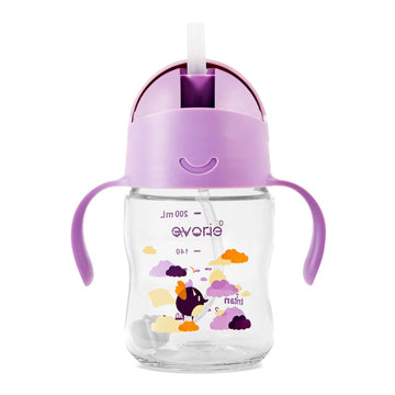 Evorie Tritan Weighted Straw Sippy Cup With Handles For Baby And Toddlers 6 Months Up, 7 Oz Soft Silicone Straw First Infant Tra