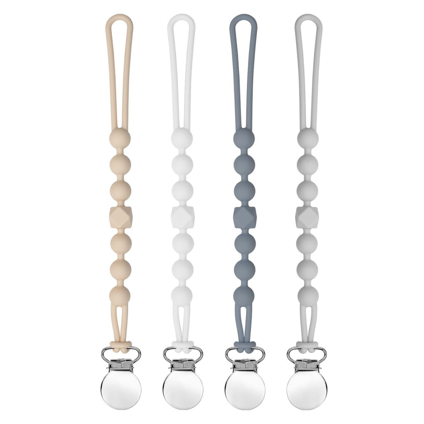 Pacifier Clips for Boys Girls - MORIBOX Silicone Paci Clip Teething Relief with One Piece Baby Binky Holder for Shower Birthday
