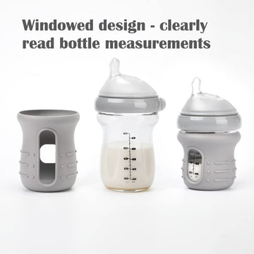 Haakaa Glass Baby Bottle Sleeve - Non Slip Silicone Bottle Cover For Wide Neck Glass Baby Bottle 6Oz -1Pk