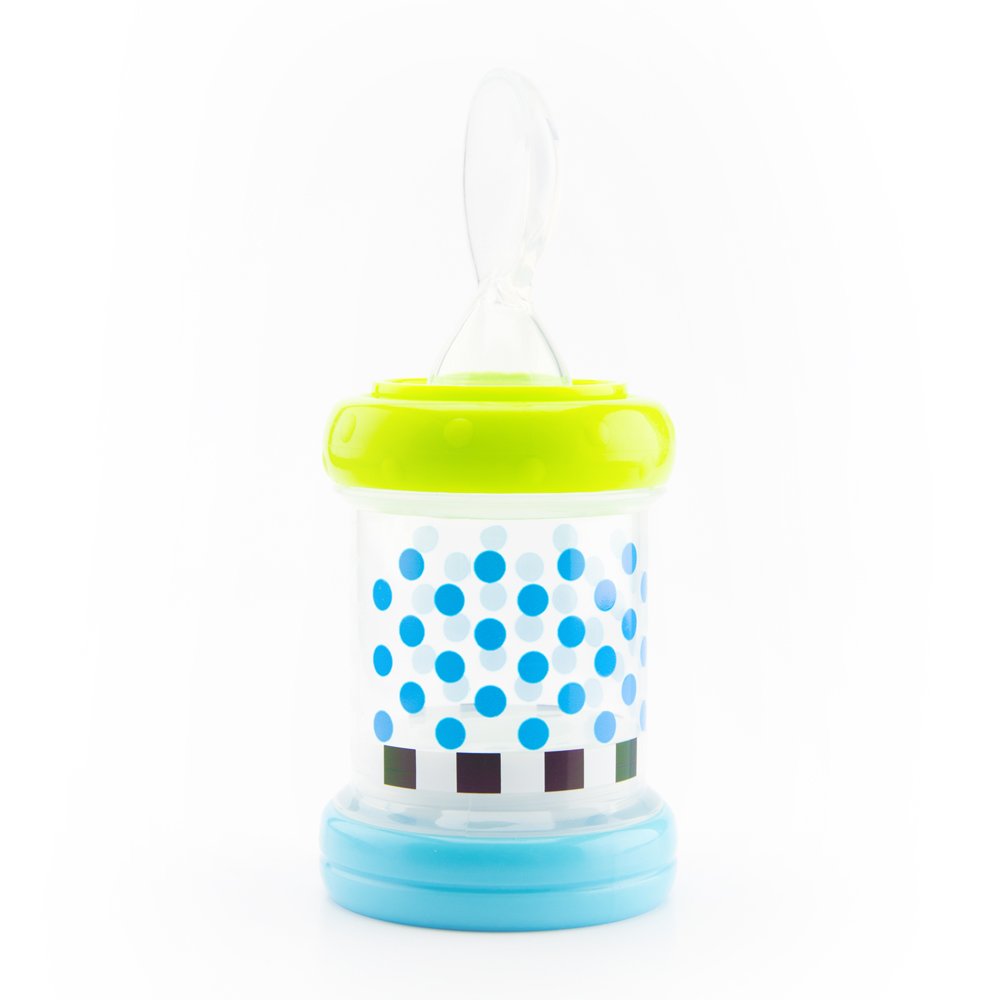 Sassy Baby Food Nurser - 4+ Months Set Of 2- 4Oz 100% Silicone Nipple And Spoon Bpa-Free