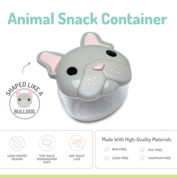 Melii Animal Snack Containers With Lids - Food Storage For Toddlers And Kids - Bulldog