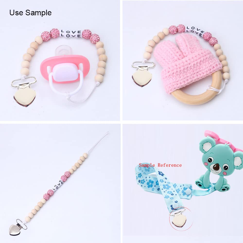 Sutoyuen 1' Metal Heart Suspender Clips,Pacifier Clips For Diy Craft Dummy Pacifier Holders Bib Soother Clip Toy Holder Silver