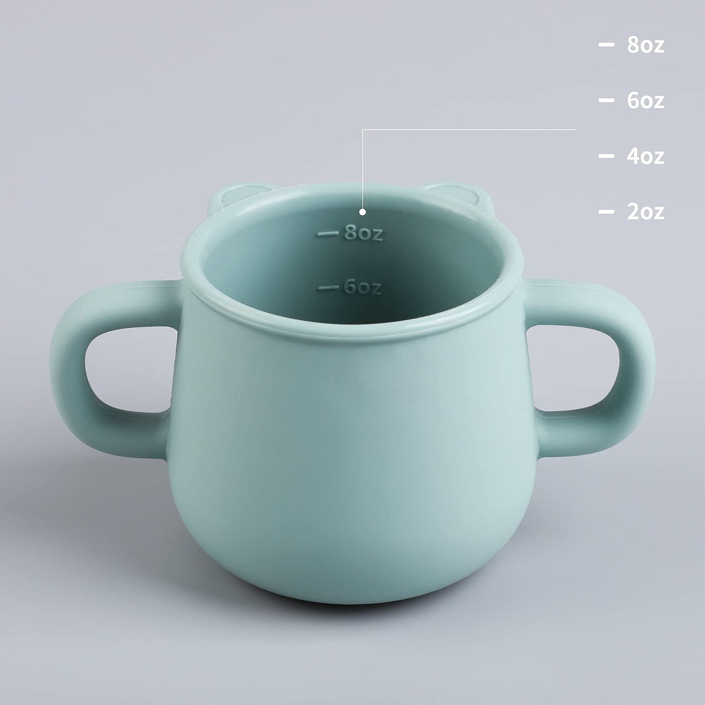 Blue Ginkgo Silicone Toddler Cups - Open Cup For Baby With Handles | Made In Korea | 8Oz Training Open Cups For Toddlers 1-3 (Gr