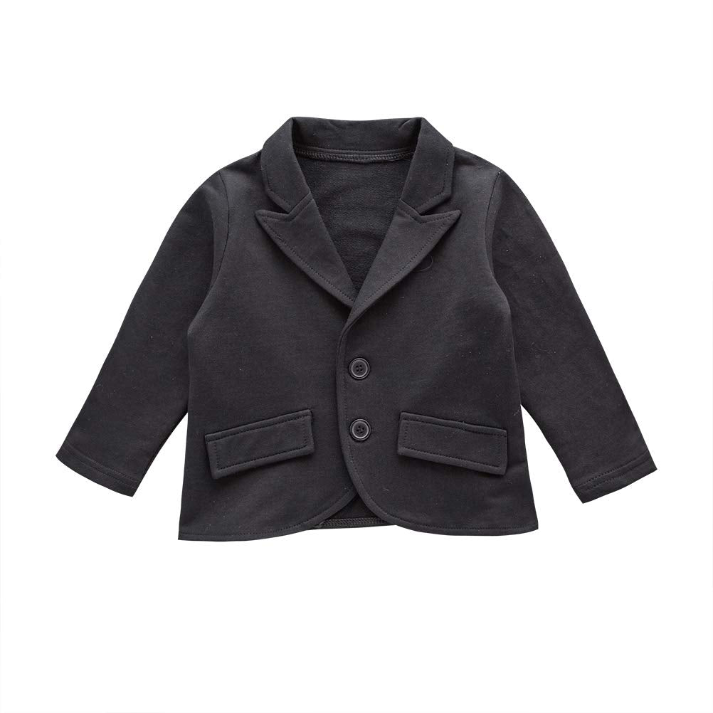 Baby Boys' Blazer Long Sleeves Shirts Pants Gentleman Suit 3 Pieces Sets Black 3-4 Years