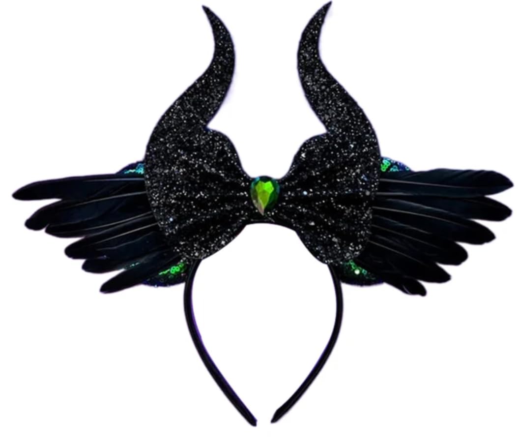 Clgift Princess Minnie Ears,Pick Your Color, Flower Minnie Ears, Floral Minnie Ears, Purple Sparkle Mouse Ears (Maleficent)