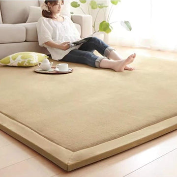 Loartee Coral Velvet Area Rug, 6'7X6'7, Brown For Nursery Room, Non-Toxic Thick Play Mat For Children, Non-Slip, Easy Clean, 100