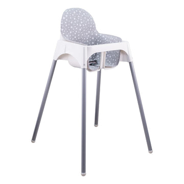 Jyoko Kids High Chair Cushion Compatible With Ikea Antilop Made Cotton 100% Confort (White Star)
