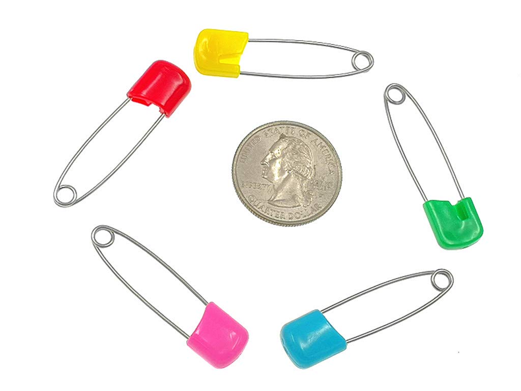Kinteshun Baby Safety Pins,Kid Secure Clips Diaper Bib Nappy Pin with Safe Lock(50pcs,1.6 inches,7 Assorted Candy Colors)