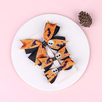 Love Sweety Baby Rose Halloween Headband Infant Pumpkin Hairband Bow Hair Clips (3Pc A Black) 1 Count