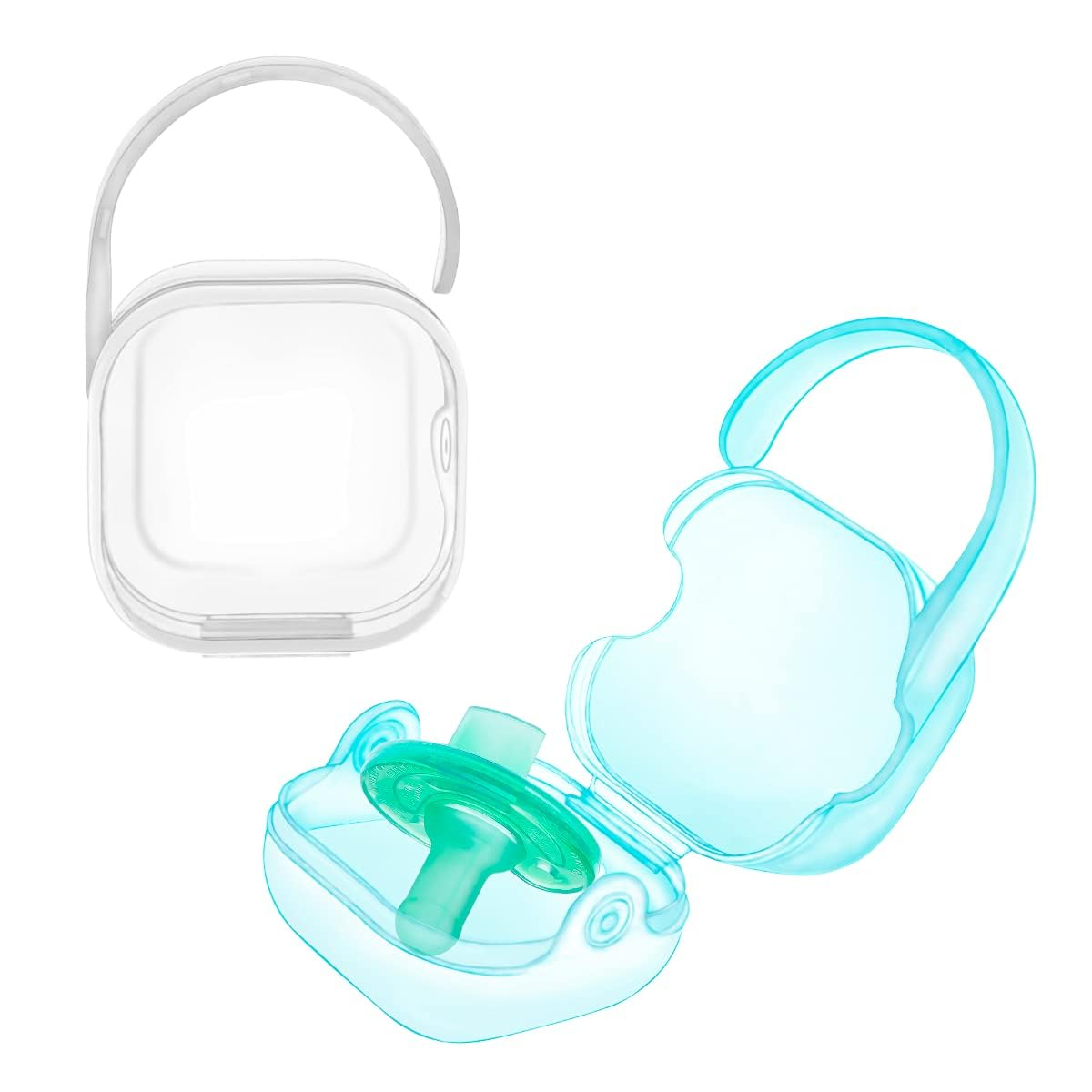 LANEYLI Pacifier Case Cube (2 Pack, Clear, Blue)