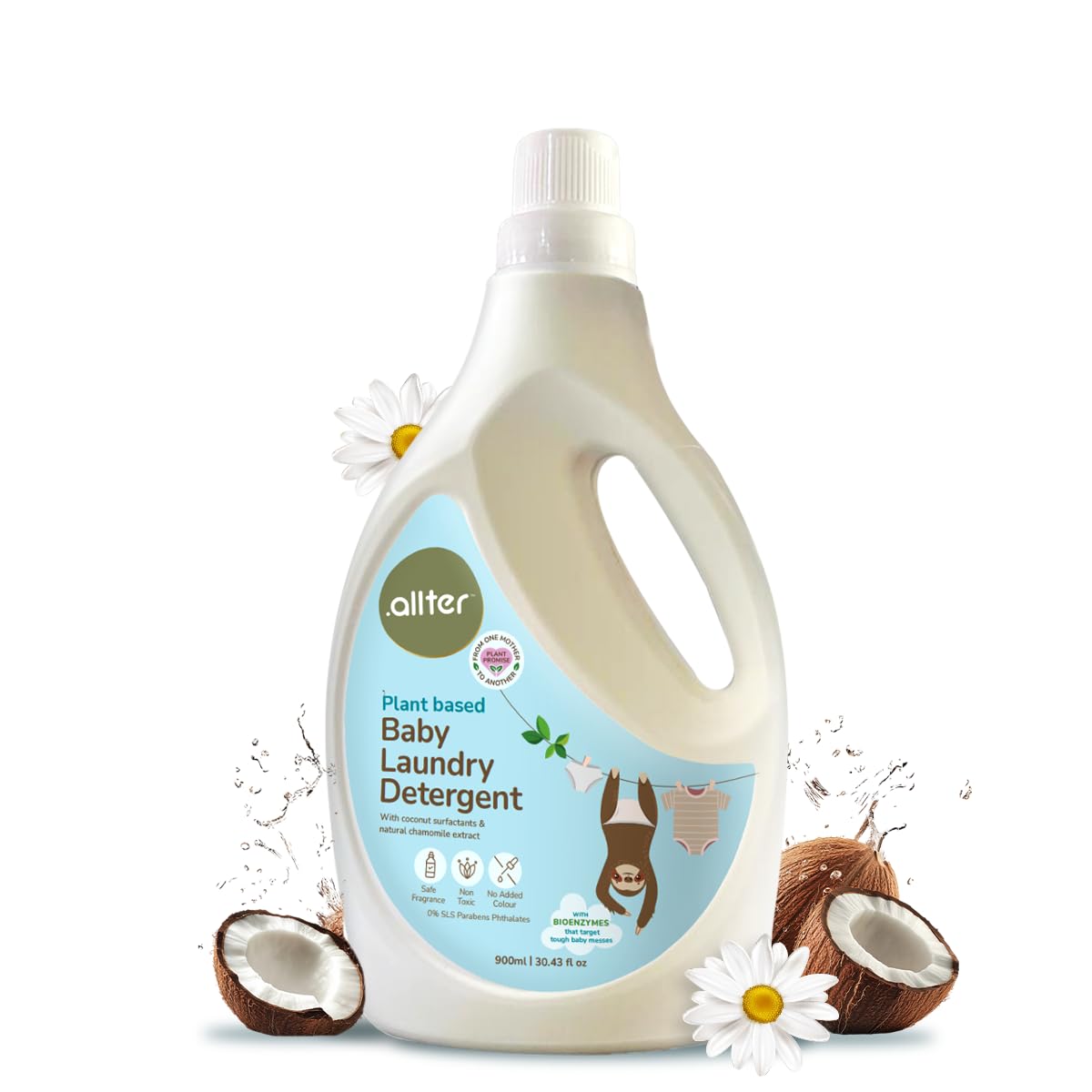 .Allter Plant Based Baby Laundry Liquid | With Coconut Surfactants, BioEnzymes & Natural Chamomile Extract | Gentle On Clothes