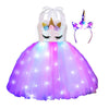 Shinyou Girls Unicorn Costume Dress Up Led Light Up Unicorn Tutu Birthday Outfit For Halloween Birthday Gift (Rainbow, 5-6Y)