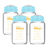 Matyz 4-Pack Wide Mouth Glass Breast Milk Storage Containers With Lids (Blue, 6 Oz Each) - Glass Freezer Safe Breastmilk Storage