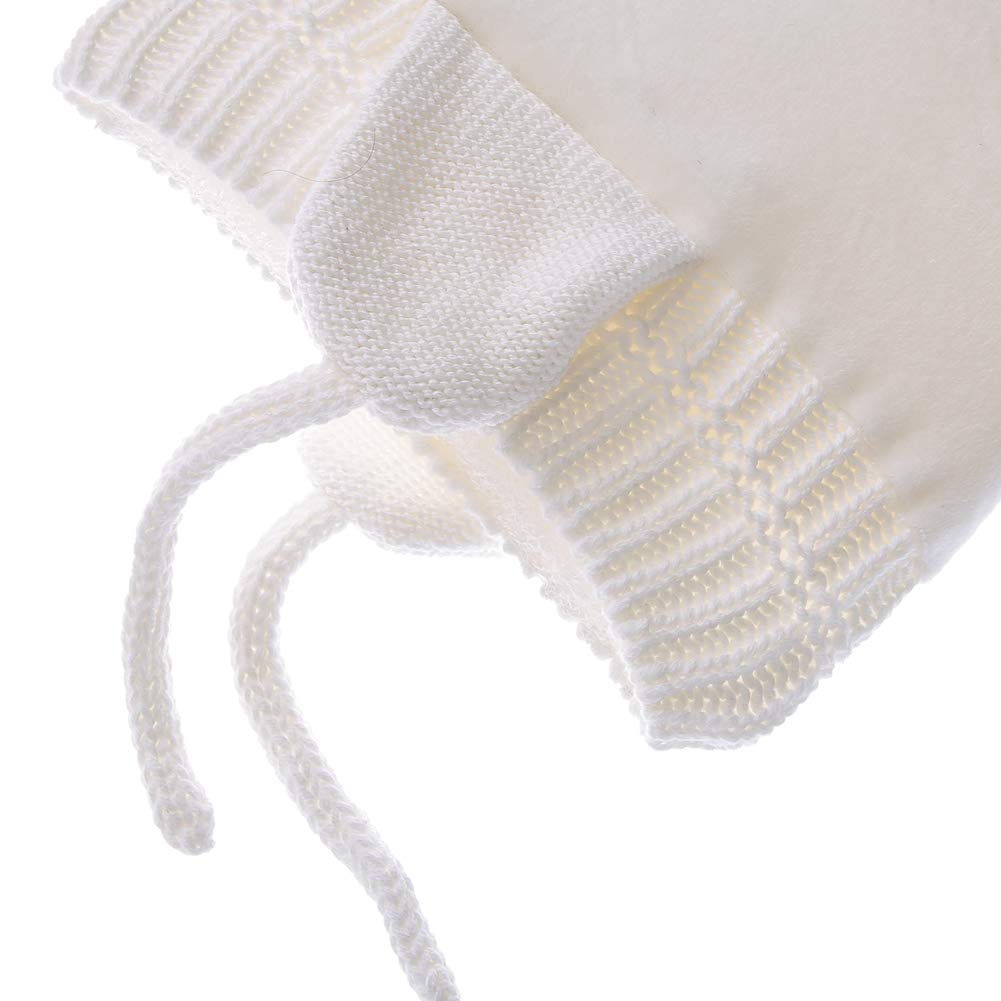 Baby Beanie Earflaps Hat - Infant Toddler Girls Boys Soft Warm Knit Hat Kids Winter Hat With Fleece Lining (White,L)