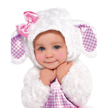 Amscan Little Lamb Halloween Costume For Babies, 6-12 Months, With Dress, Hood, Booties, And Tights