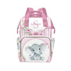 YallLocoMo Custom Name Diaper Bag Backpack Gift Pink floral Baby Bow Elephant Ultimate Nappy Bag: Spacious, Waterproof & Perfect