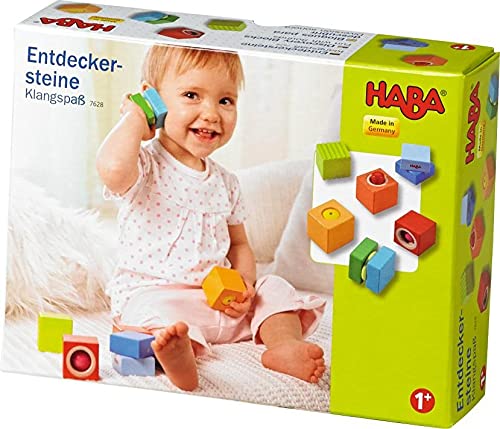 HABA Fun with Sounds Wooden Discovery Blocks with Acoustic Sounds (Made in Germany), 1-2 Years, 6 pieces