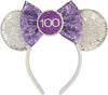 Clgift D100 Inspired Minnie Ears, 100Th Anniversary Inspired, Princess,Purple Silver Mouse Ears, 100 Ears (D100)