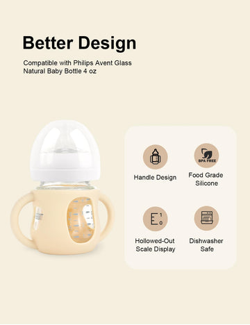 2-Pack Silicone Sleeves For Philips Avent Glass Bottles, Bpa-Free Drop-Resistant Baby Bottle Sleeves With Handles, Compatible Wi