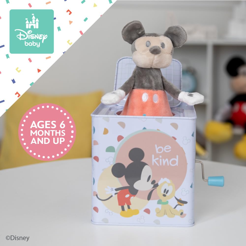 KIDS PREFERRED Disney Baby Mickey Mouse Jack in The Box Musical Toys for Babies and Toddlers, Plays The Mickey Mouse March Mi