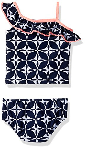 Carter'S Girls' Infant One Shoulder Tankini Swimsuit Set, Navy, 12M