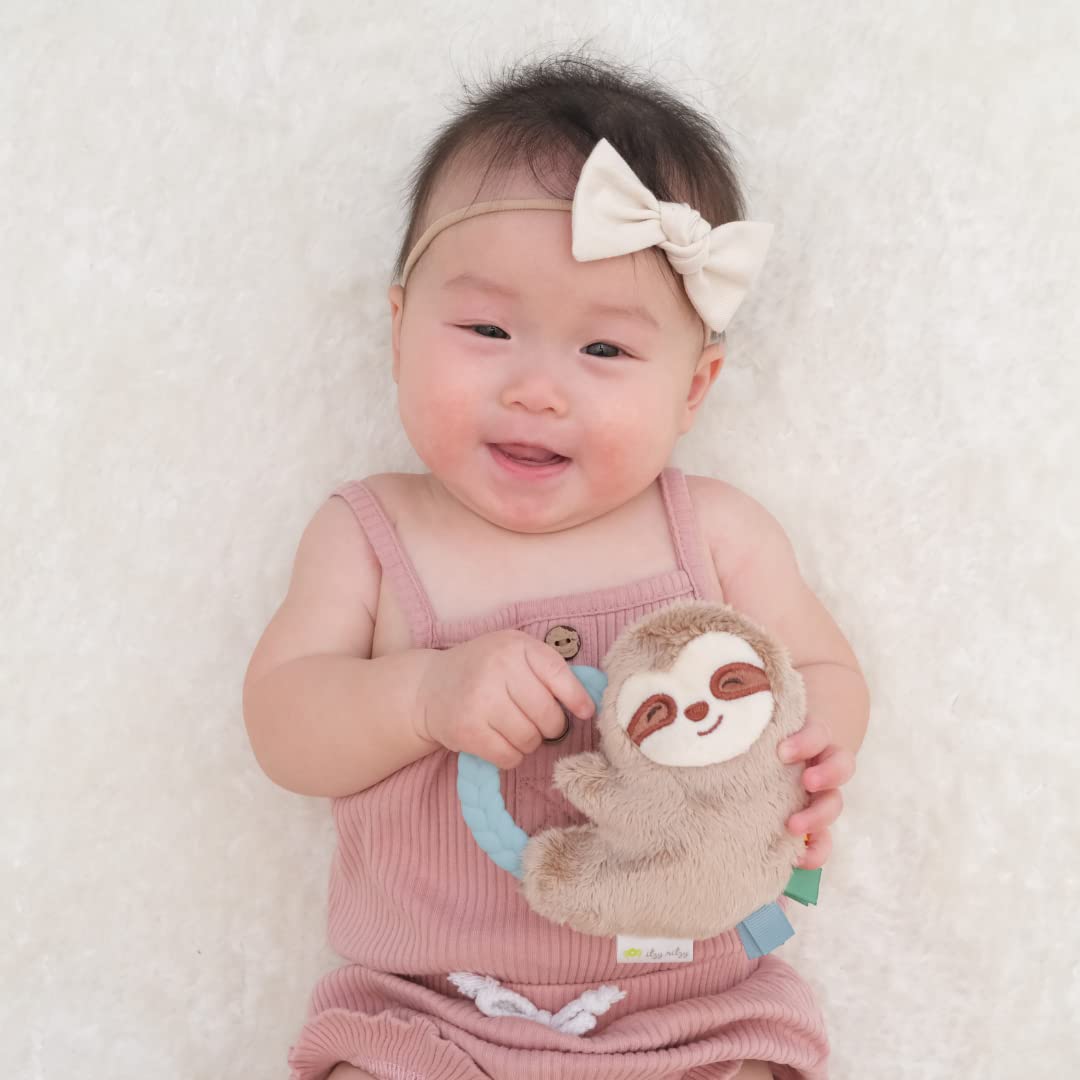 Itzy Ritzy - Ritzy Rattle Pal Plush Rattle Pal with Teether, Sloth, (PRT8317)