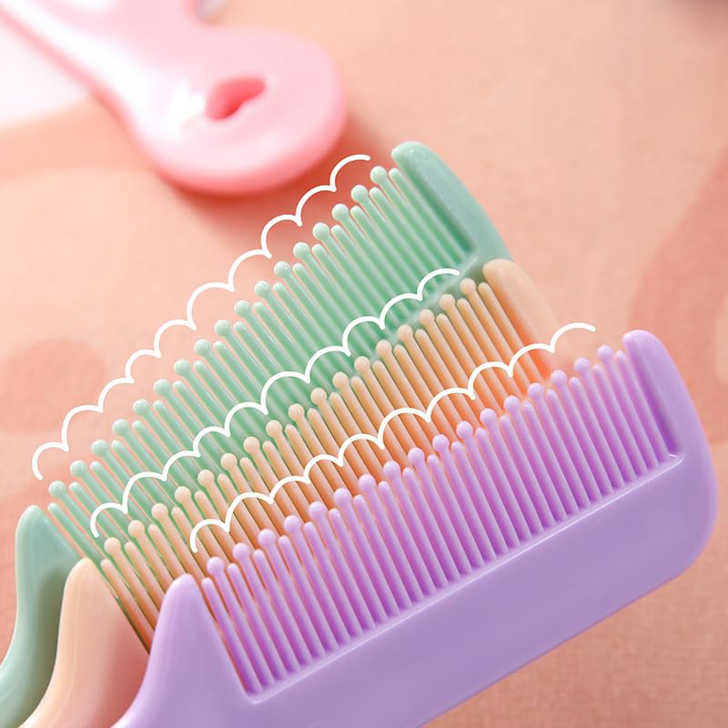 1 Pack Of 4 Round Colorful Tip Bristles Baby Cute Comb Baby Grooming For Sensitive Scalp Skin, For Nursery Newborn Infant Girl B