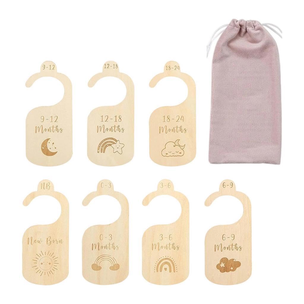 HEAVENGLOW 7 Pieces Infant Wardrobe Divider Label Hanging Clothes Dividers for Wardrobe|7 Baby Closet Dividers| Other Nursery Dc