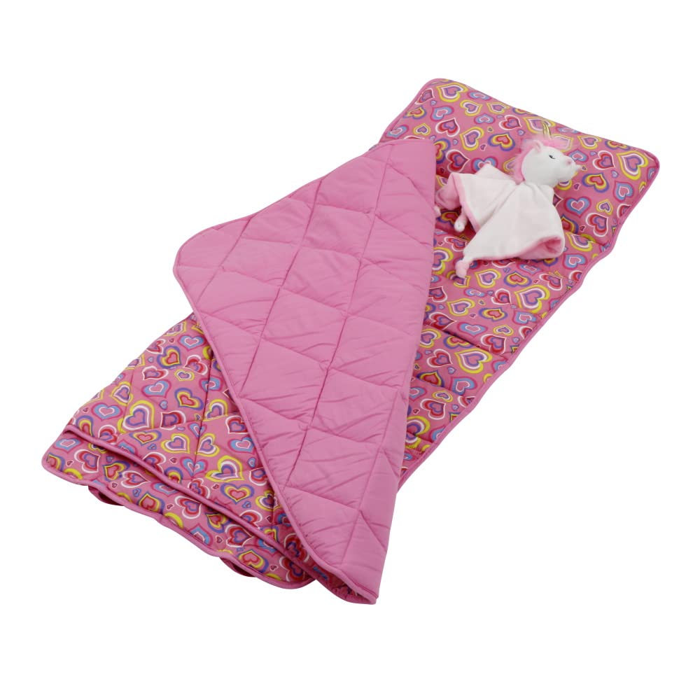 Emily Rose Rollup Toddler Kids Sleeping Nap Cot Mat | Removable Pillow & Unicorn Lovey Included | 100% Cotton For Daycare, Presc