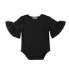 Mubineo Infant Baby Girl Basic Bell Short Sleeve Cotton Romper Bodysuit Tops Clothes (Black, 3-9 Months)