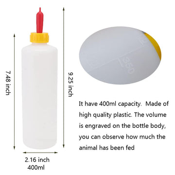 Woyous Goat Nipple And Bottles Set, 25 Pieces Small Animal Milk Drink Pritchard Nipple 2 Pieces 400 Ml Lamb Feeding Bottle Kit F
