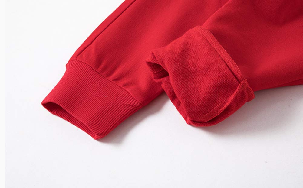 Haxico Unisex Kids Solid Cotton Drawstring Waist Winter Pants Toddler Baby Bottoms Active Sweatpants Red, 100(3T)