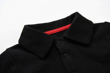 Teach Leanbh Baby Boys Pure Color Cotton Short Long Sleeve Polo Bodysuit 3-24 Months (White/Long Sleeve, 6 Months)