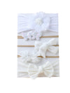 Syga 5 Pcs Baby Headband Set, Flower & Bow Design, Stretchable Nylon Hairband For Newborn Infant Toddlers Kids03 Years White