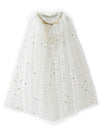 Fkkfyy Big Girl Cape Cloak Dresses Matching Princess Wedding Birthday Party Halloween Star Sequins Cape Summer Cloaks Costumes F