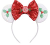 Clgift Christmas Mistletoe Minnie Holiday Minnie Ears, Silver Gold Blue Minnie Ears, Rainbow Sparkle Mouse Ears,Classic Red Sequ