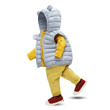 Aiwuhe Baby Boys Girls Hooded Puffer Vest Winter Lightweight Sleeveless Bear Ears Zipper Up Jacket Blue 90