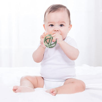 Teething Toys, TOPGOMES Baby Teether Toys, BPA Free Silicone Soft Ball Easy to Hold Teether for Babies Ages 6 Months+ (Clay+Dark