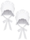 JenPen White Bonnet Women Colonial Hat Mob Bonnets Straw Handmaids Cosplay Halloween Costume Lace with Adjustable Straps(Large)