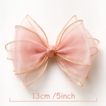 Pink Hair Bows For Girls Cute Sweet Tulle Alligator Hair Accessories First Communion Hair Clips For Baby Teen Women School Daily
