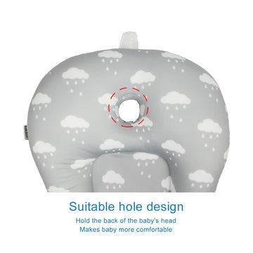 Baby Bath Mat, KAKIBLIN Baby Bath Cushion Soft Anti-Slip Bath Pad 0-6 Month Toddler Bath Pillow (Cloud)