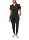 Adar Pro Flawless Plus Scrub Set For Women - Elevated V-Neck Top  Jogger Scrub Pants - P9600 - Black - S
