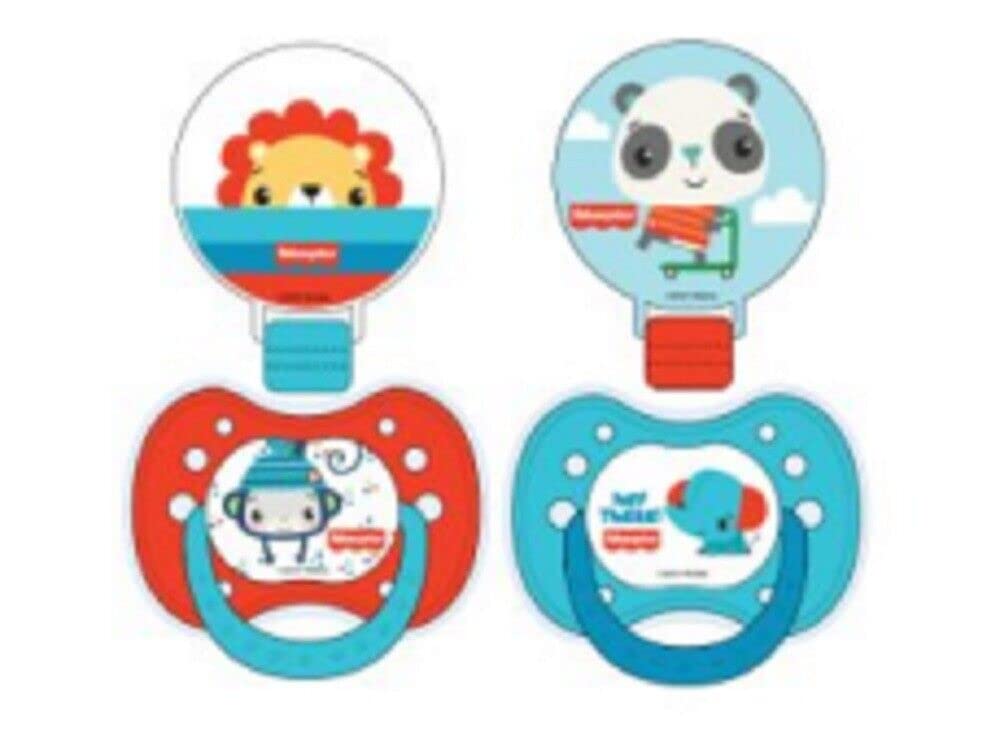 Cudlie Accessories Fisher Price Orthodontic Pacifier and Holder Set, BPA Free, 0m+