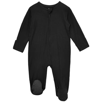 Aablexema Baby Footie Pajamas Zipper - Rayon From Bamboo Infant Footed Pjs With Mittens Sleepwear Jammies(White & Black,6-12M)